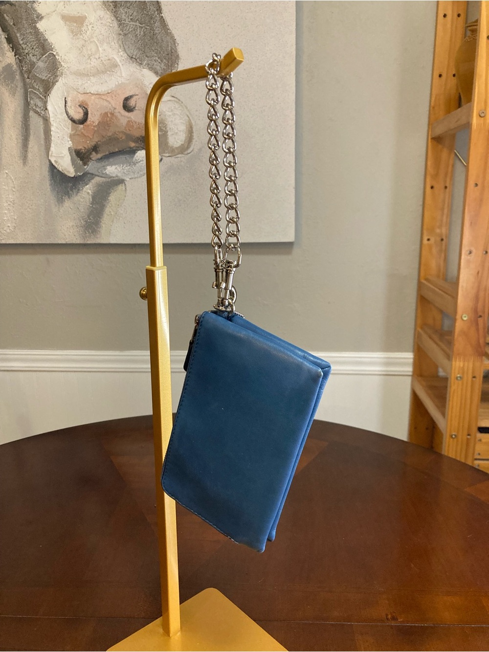 Coach Double L-Zip Teal Blue Full-Grain Leather Wristlet - Picture 4 of 16